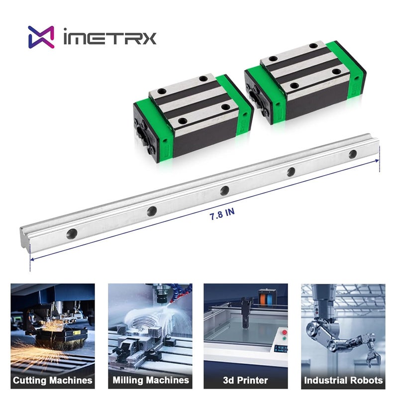 iMetrx HGR20 Linear Guide Rail Kit - 2 Pcs 200mm Rails + 4 Pcs HGH20CA Bearing Blocks High Precision, Anti-Rust for 3D Printers, CNC Routers, Lathes & DIY Automated Machines - Image 5